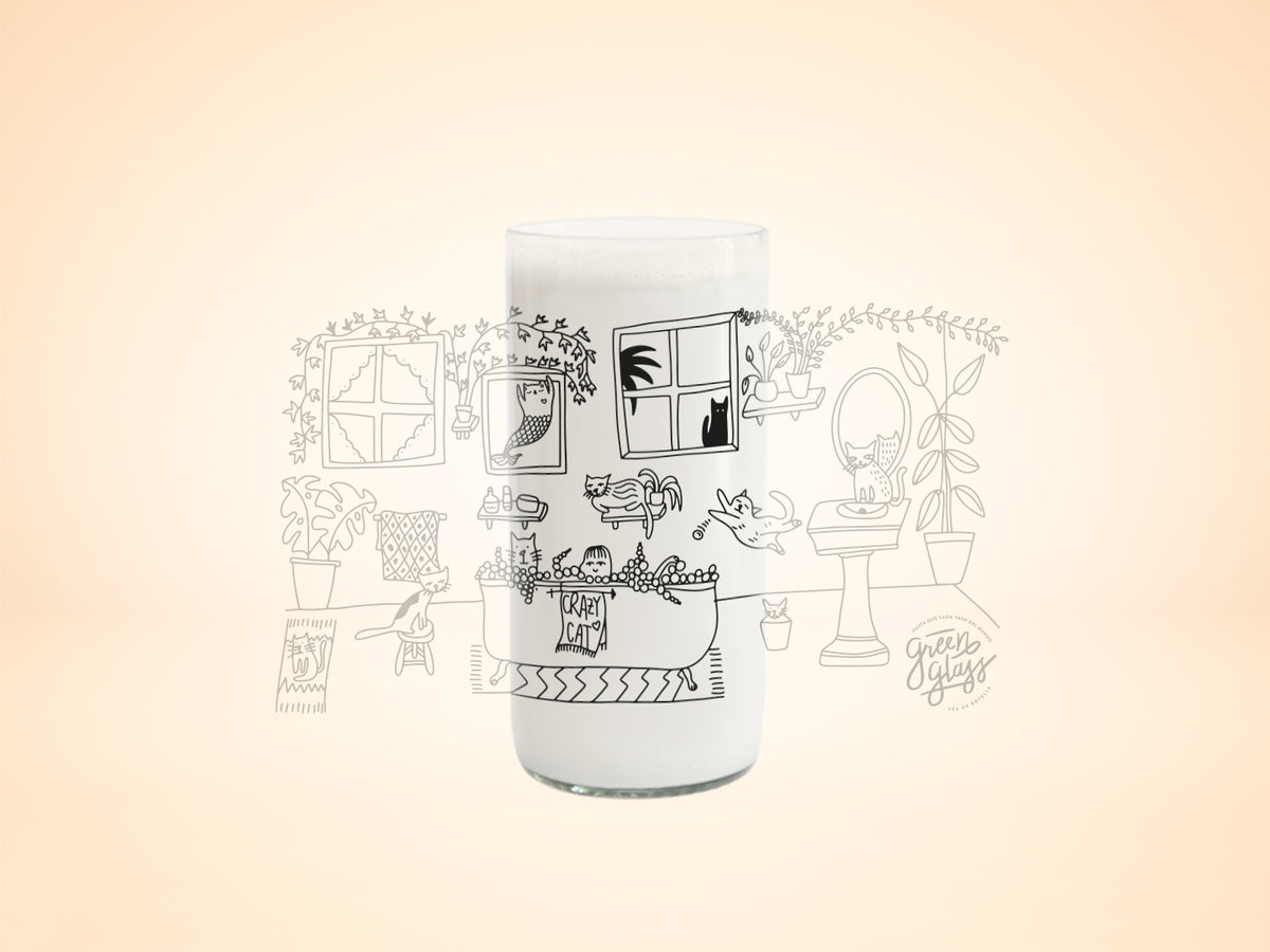 Vaso de gatos bañandose color transparente 500ml