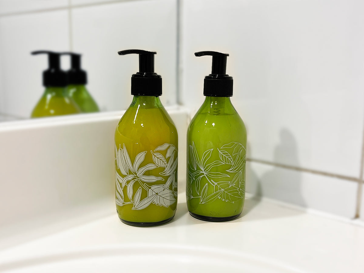 Dispensador diseño Florales multiuso color Verdes (2 Unidades) - 296 ml