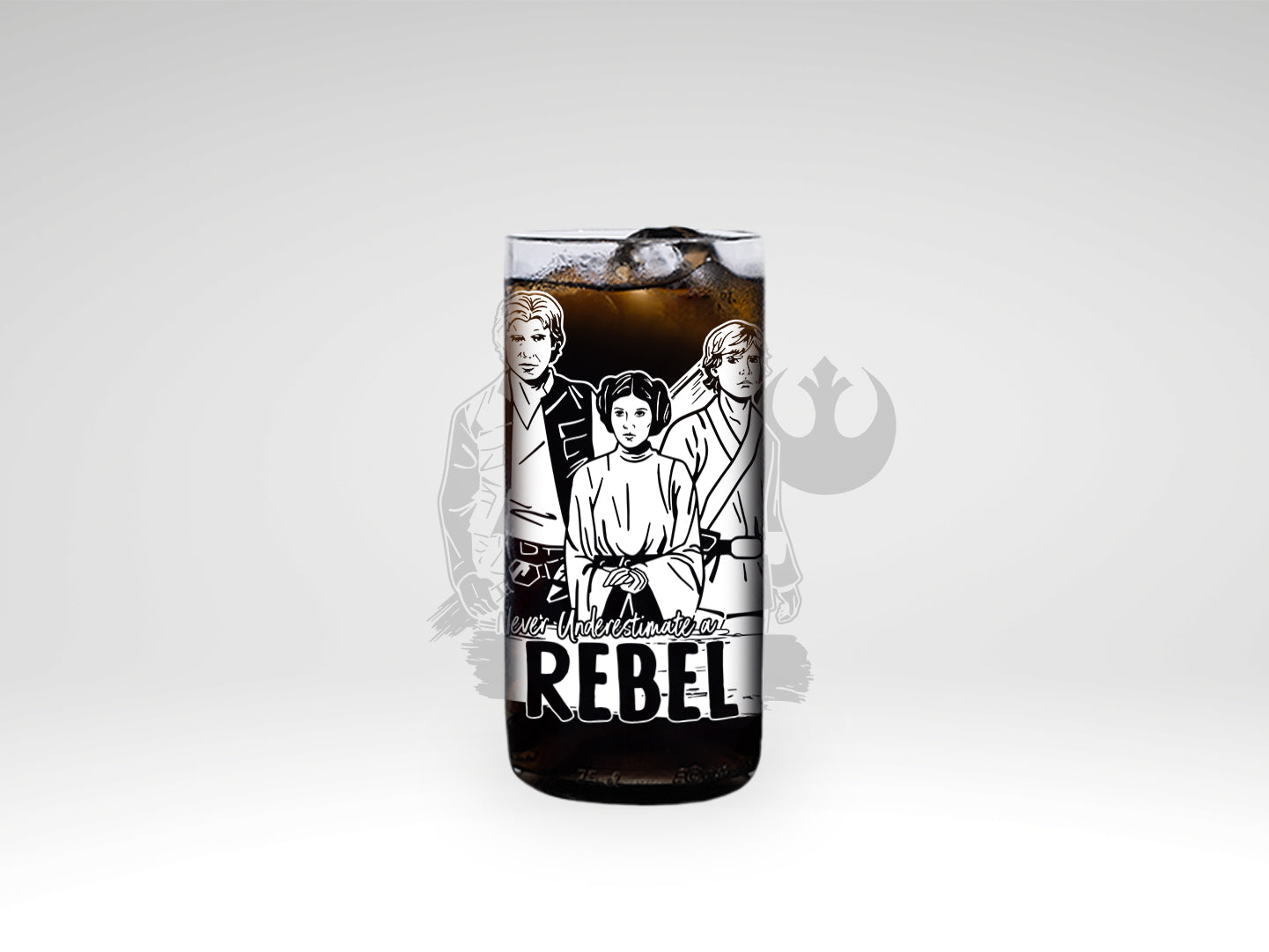 Vaso de Han Solo,  Luke y Leia de Clásicos Star Wars color trans 500ml