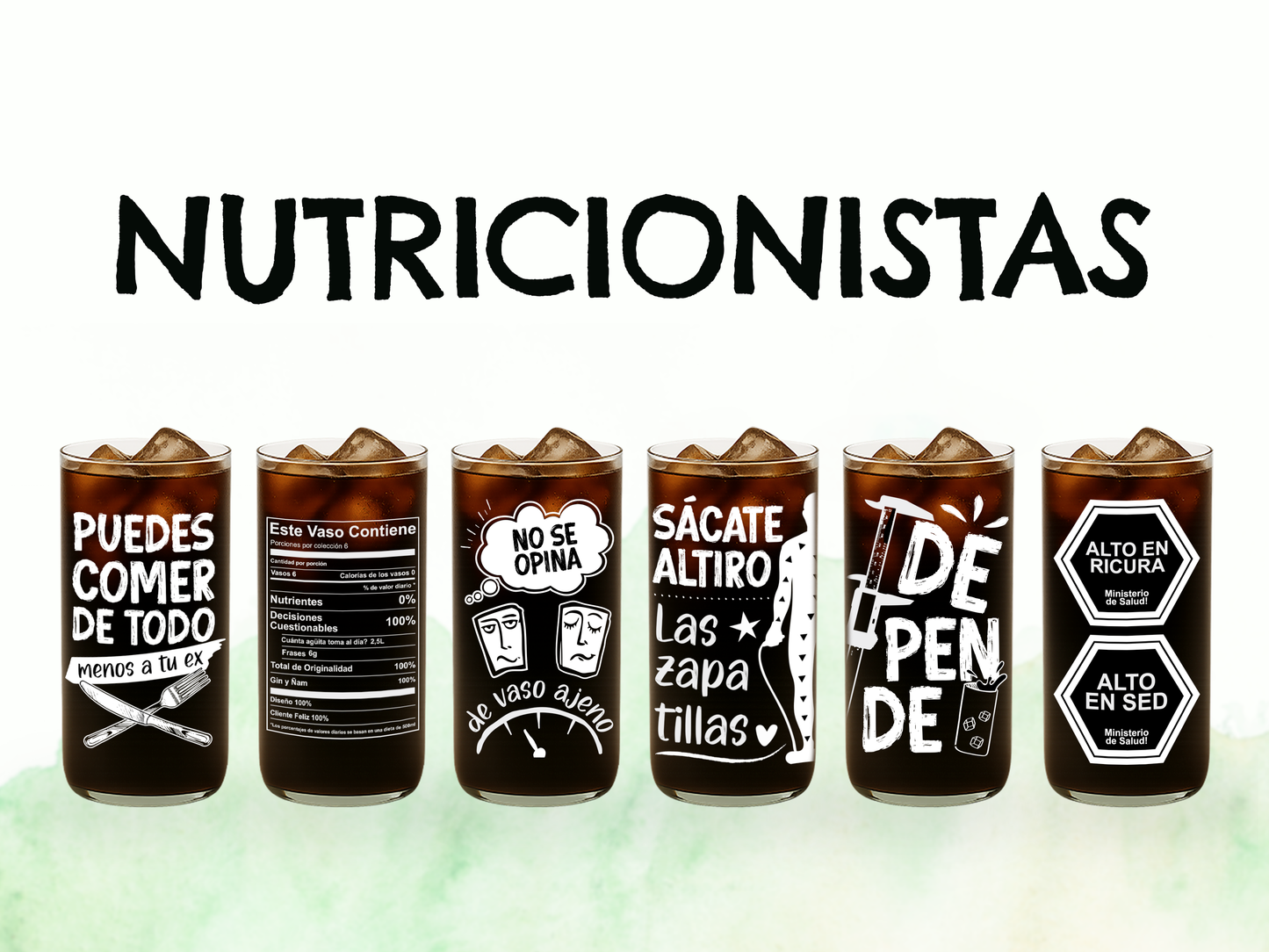 Nutricionistas - Juego de 6 Vasos