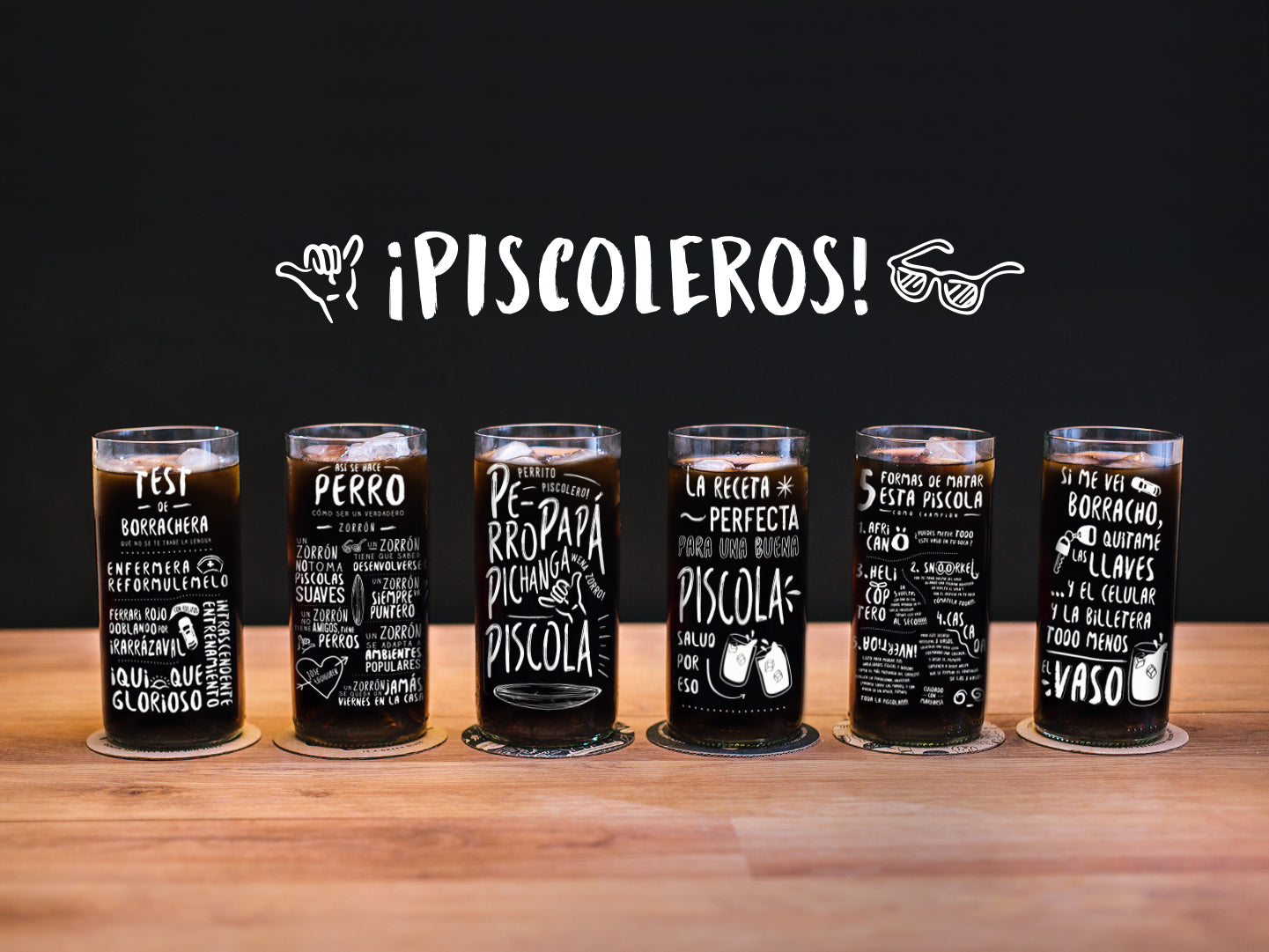 Piscoleros  - Juego de 6 Vasos - 500 ml