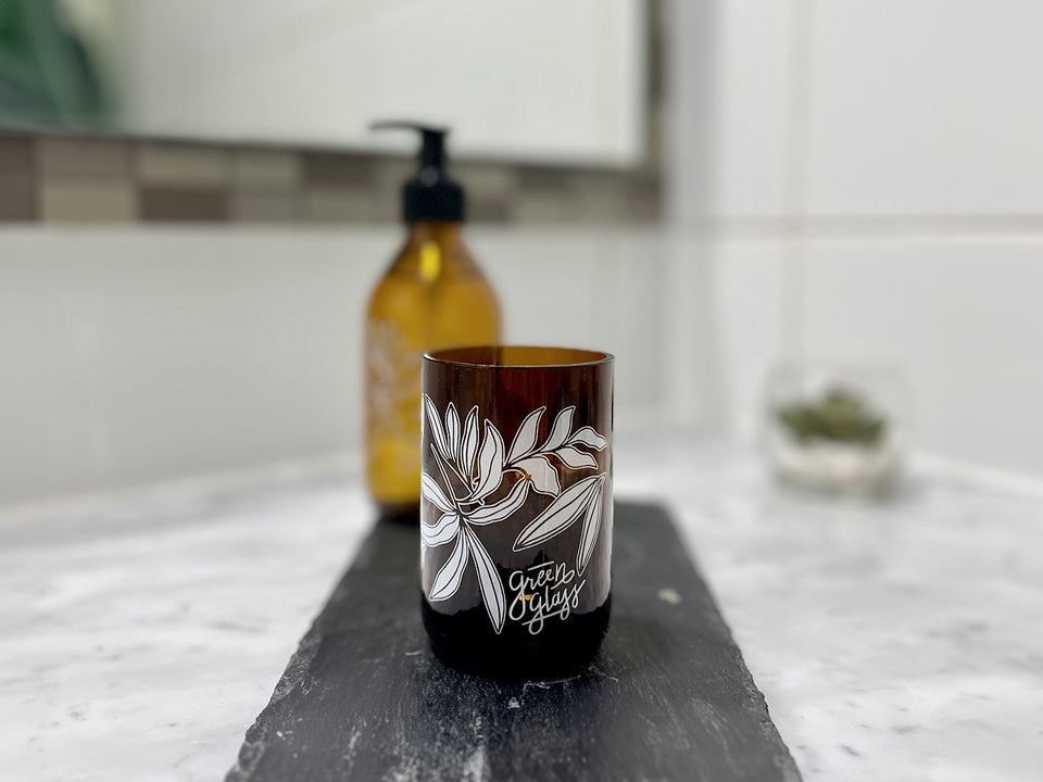 Pack Floral - Juego de baño (1 dispensador + 1 vaso)