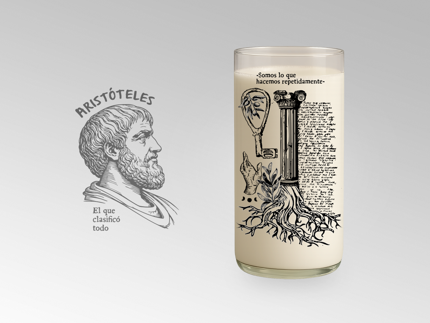 Vaso Aristóteles Filósofos Griegos - Color Transparente 500ml