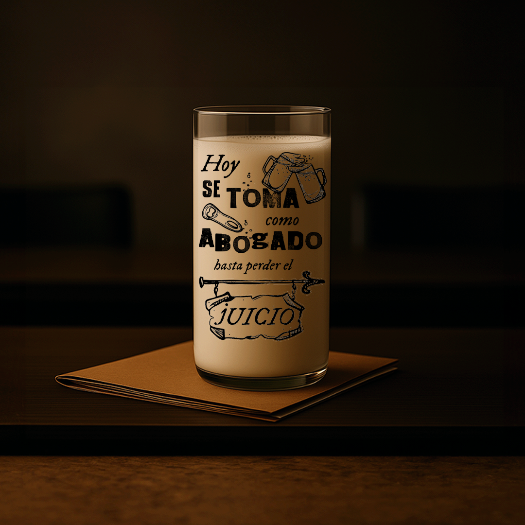 Pack Veredicto 6 Juegos de Vasos de Abogado - Incluye Vela Abogado + Dispensador de Regalo