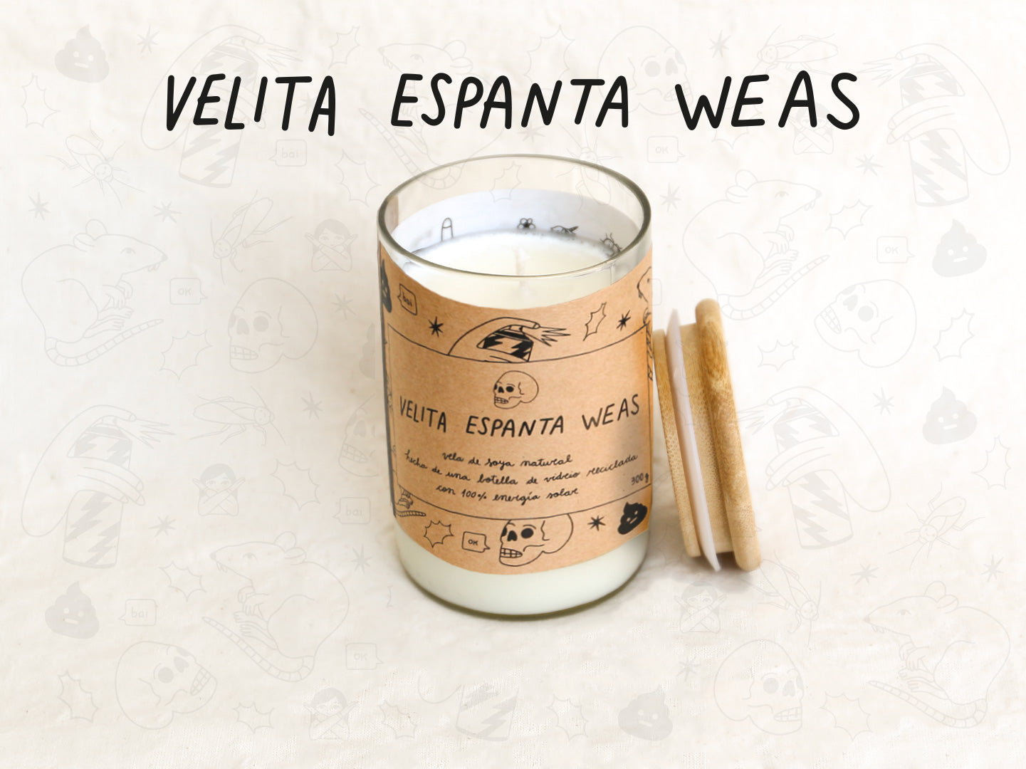 Velita Espanta Weas - Aroma Vainilla - Transparente