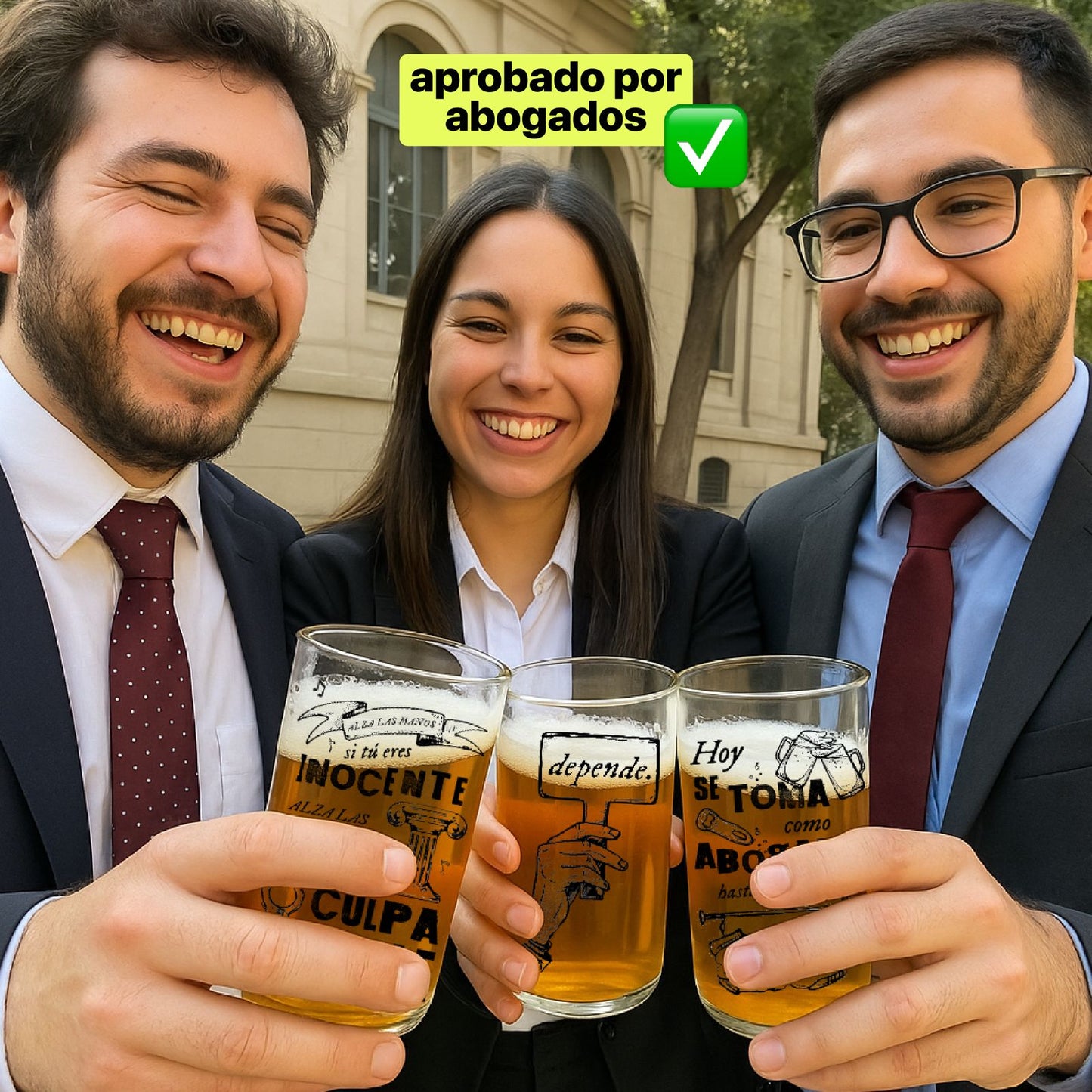 Pack Veredicto 6 Juegos de Vasos de Abogado - Incluye Vela Abogado + Dispensador de Regalo