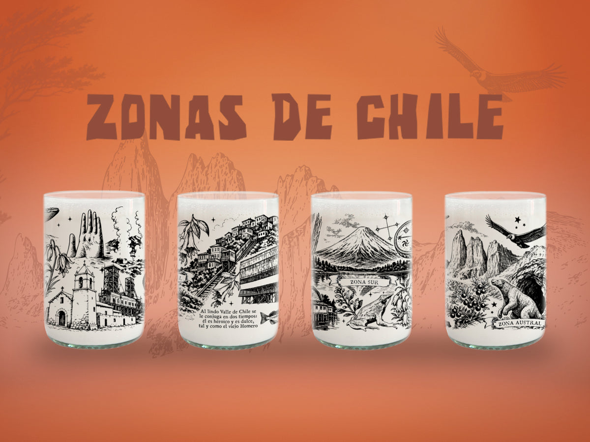 Zonas de Chile - Juego de 4 Vasos de 330 ml