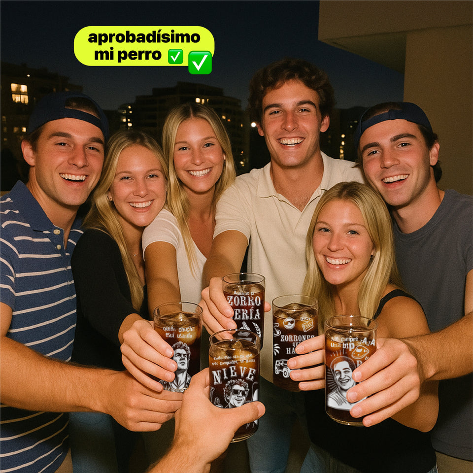 Zorrones Que Hablan - Juegos de 6 Vasos Piscoleros Transparentes - 500ml
