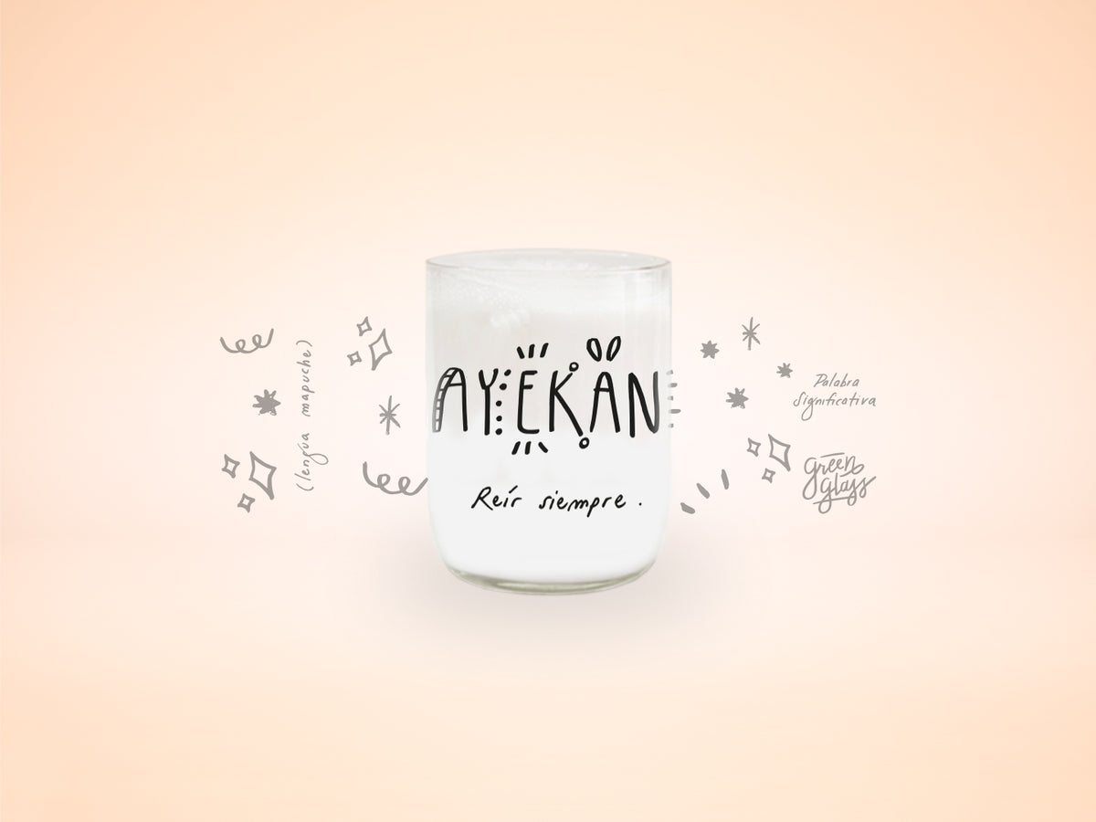 Vaso Ayekan (reír siempre) en Mapudungún color transparente 200ml