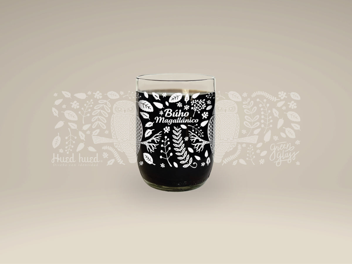 Vaso Buho Magallánico Aves de Chile color transparente 200 ml