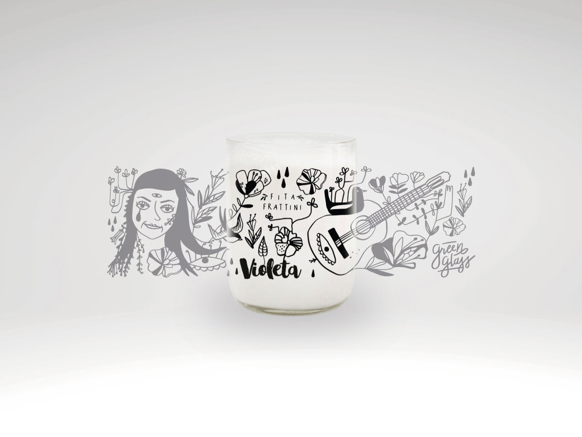 Vaso de la Folclorista Violeta Parra color transparente 200ml