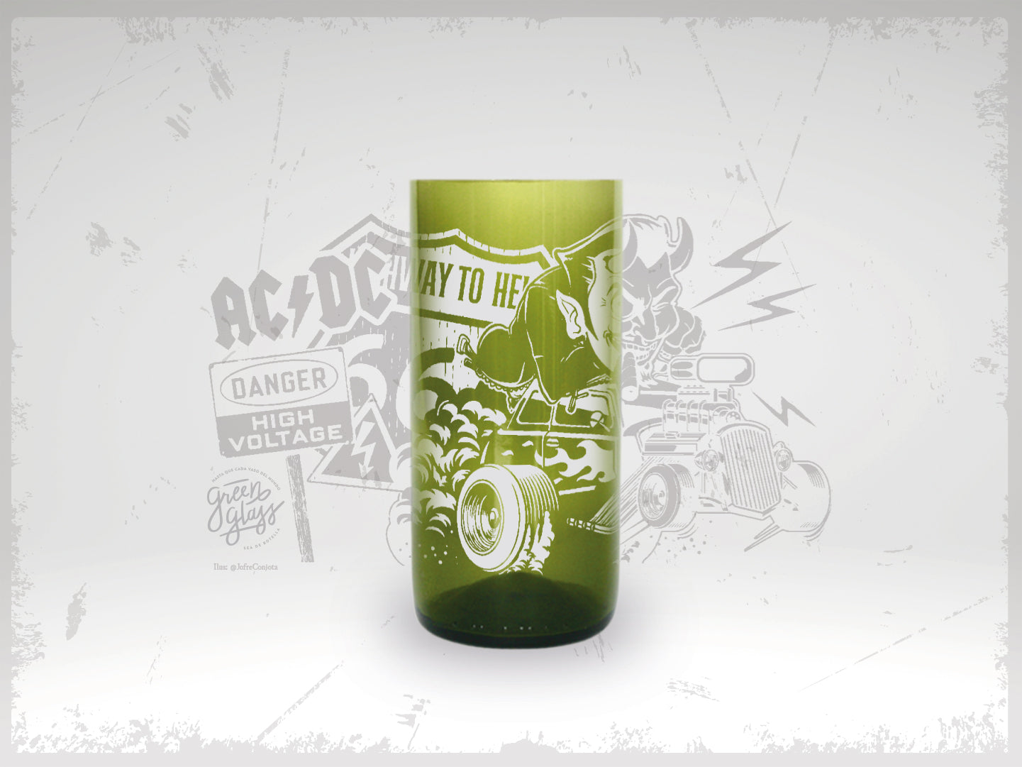AC/DC - Vasos Bandas De Rock Green Glass