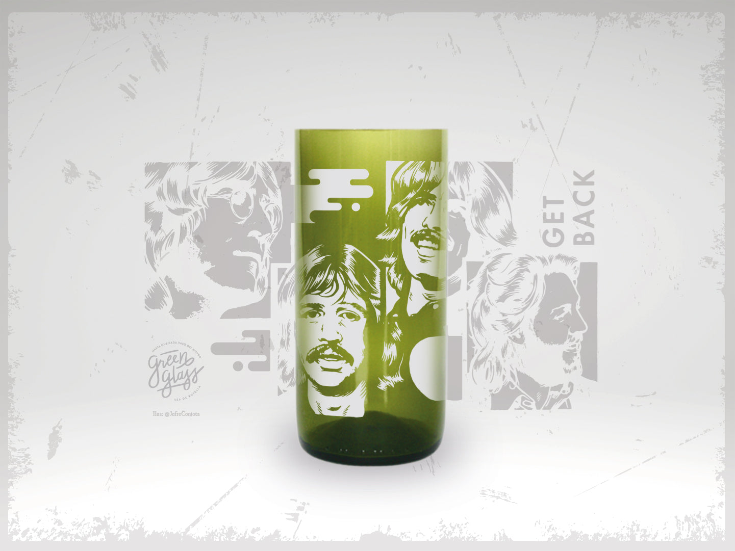 BEATLES - Vasos Bandas De Rock Green Glass