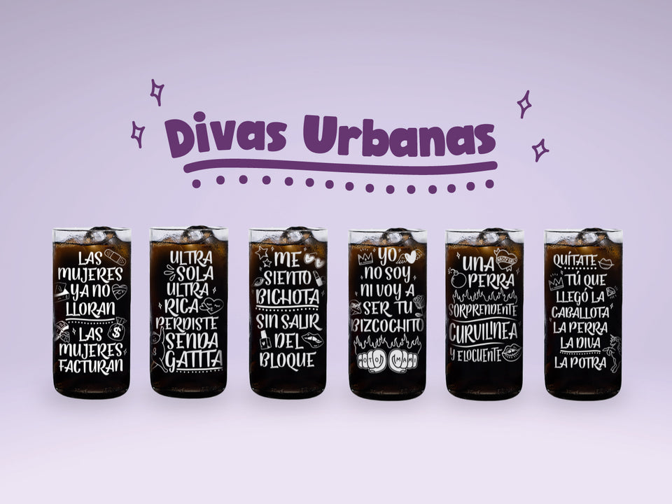 DIVAS URBANAS - JUEGO DE 6 VASOS - 500 ml