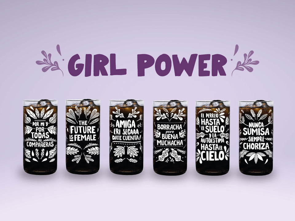 Vasos Feministas Girl Power - Juego de 6 Vasos - 500 ml