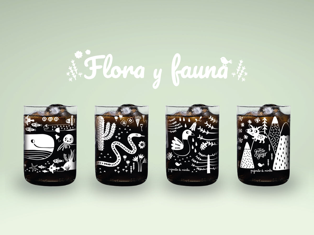 Flora & Fauna  - Juego de 4 Vasos - 330 ml