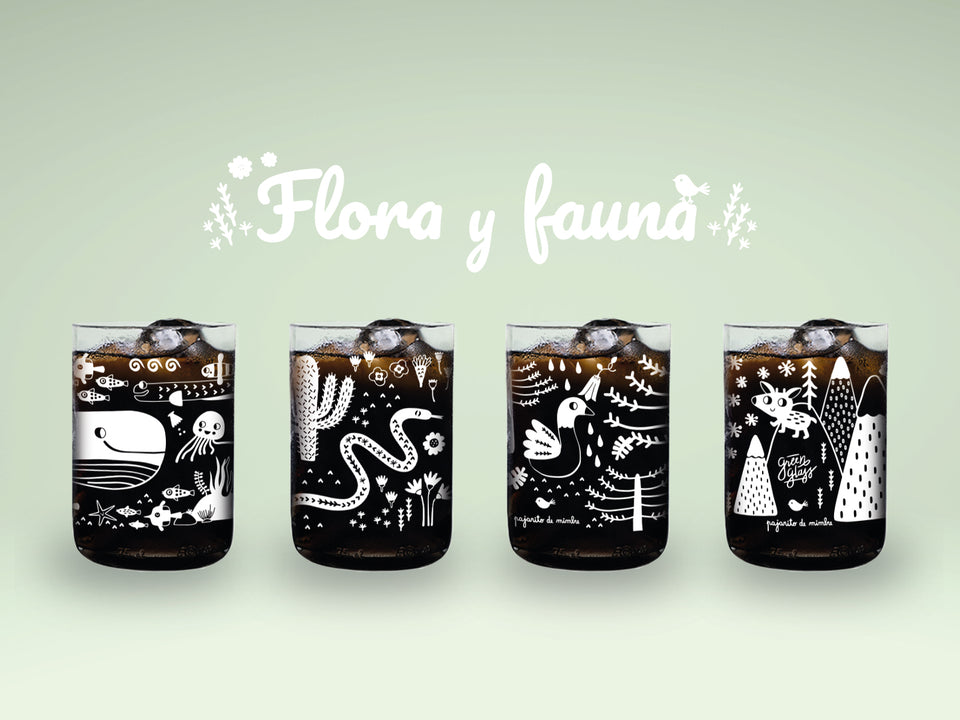 Flora & Fauna  - Juego de 4 Vasos - 330 ml