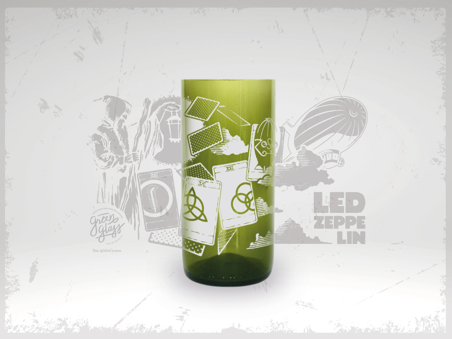 LED ZEPPELIN - Vasos Bandas De Rock Green Glass