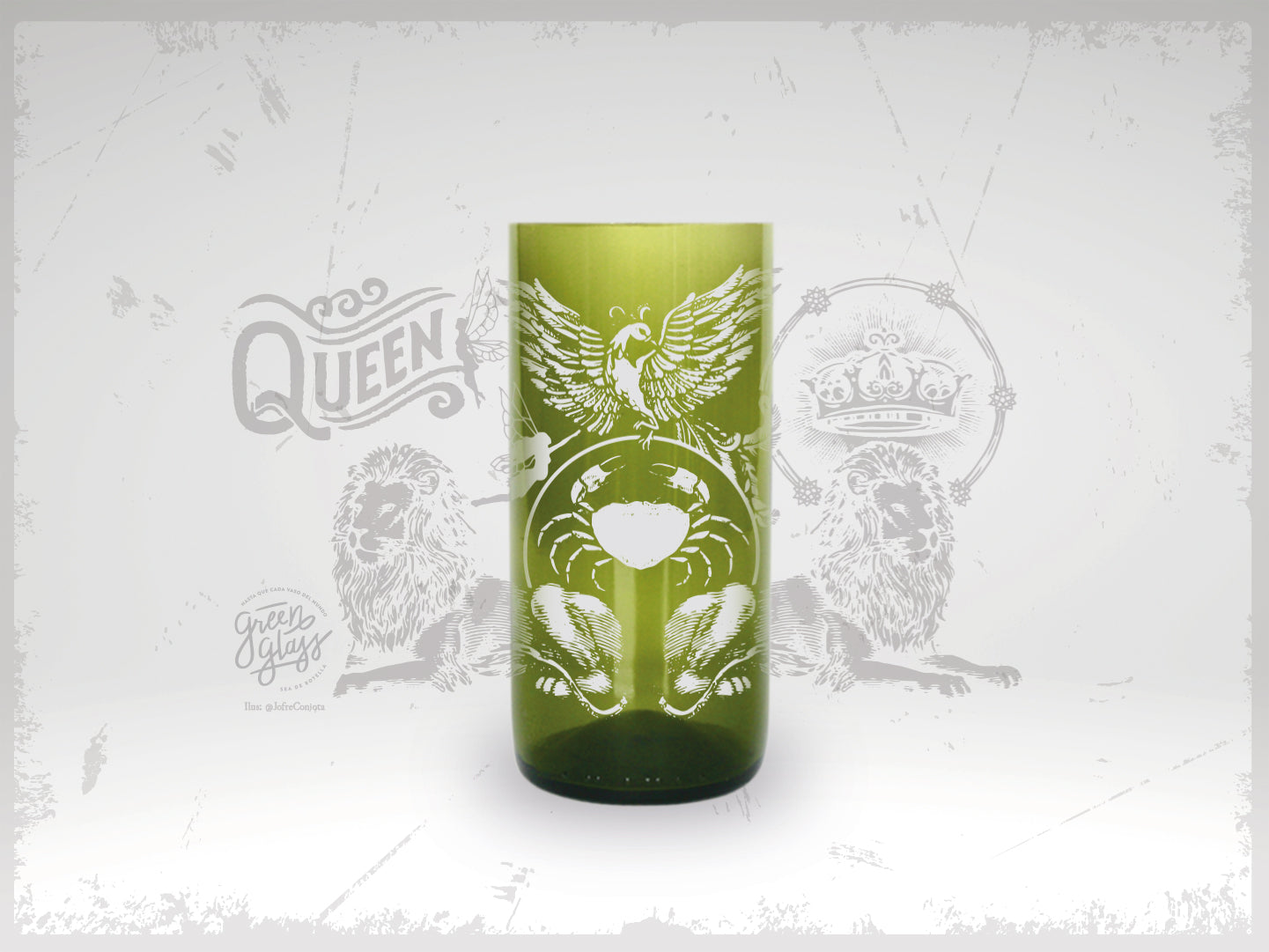 QUEEN - Vasos Bandas De Rock Green Glass