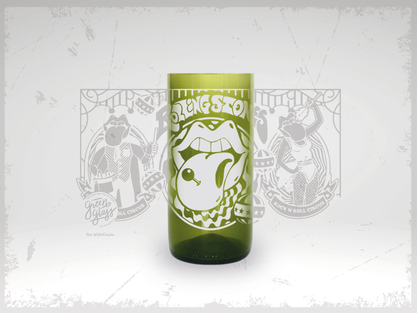 ROLLING STONES - Vasos Bandas De Rock Green Glass
