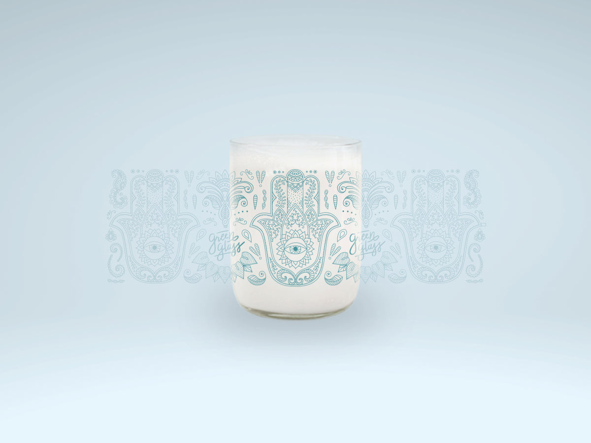 Vaso Mano de Fátima del judaísmo y musulmán color transparente 200ml