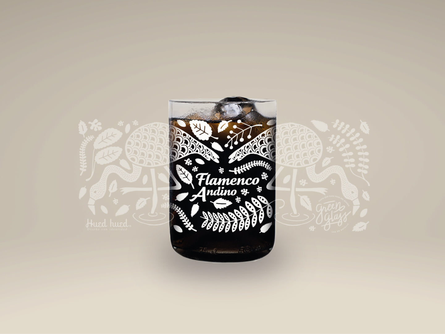 FLAMENCO - Aves de Chile Vasos Green Glass