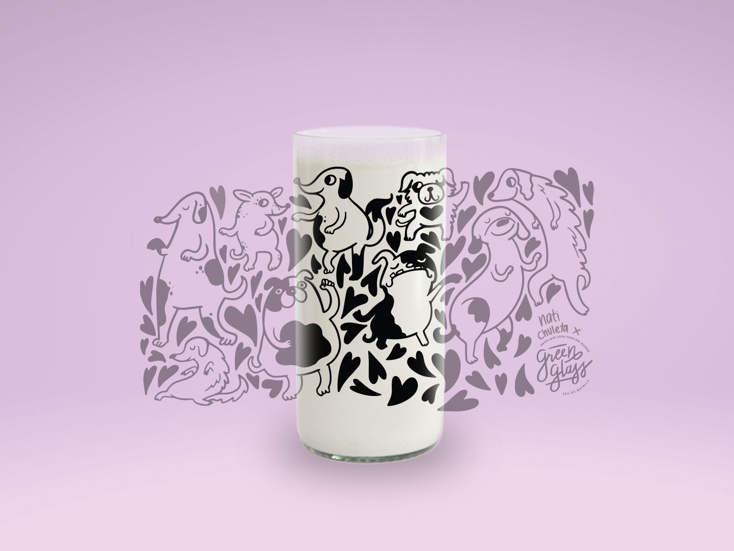 BULLDOG- Vaso Dog Lovers Green Glass