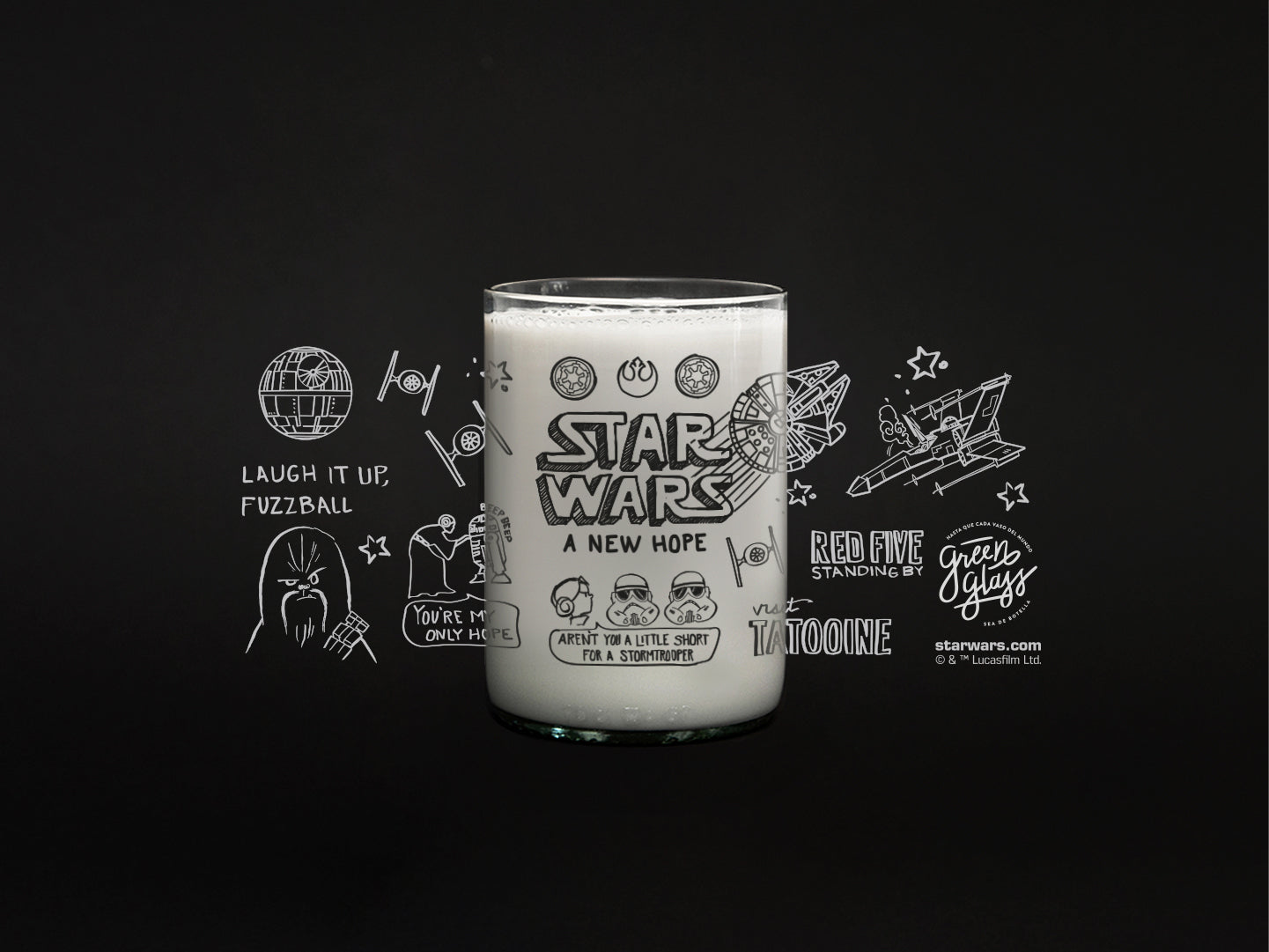 Vasitos Star Wars Doodle - Juego de 4 Vasos