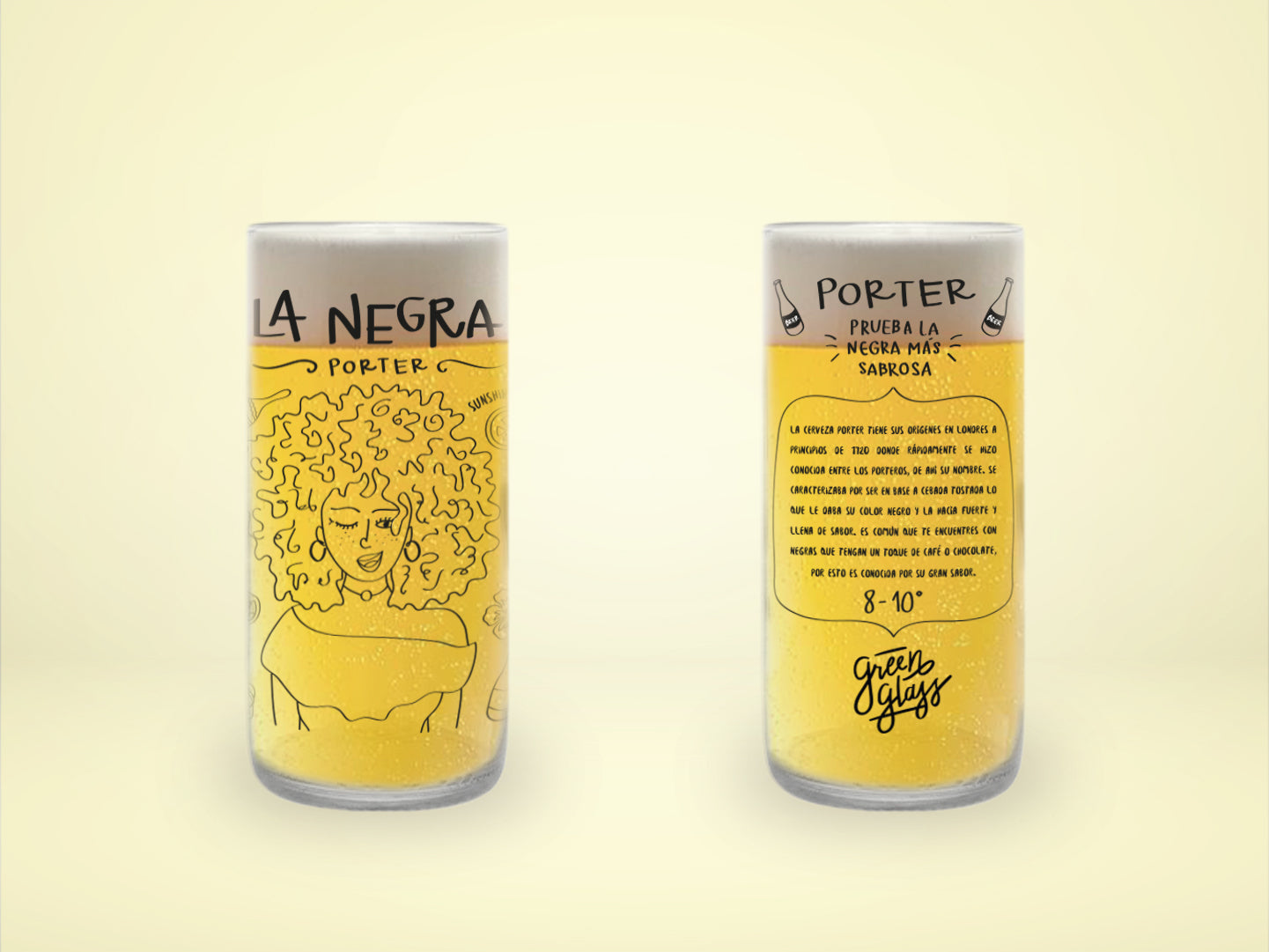 Vaso de cerveza artesanal La Negra poster color transparente 500ml