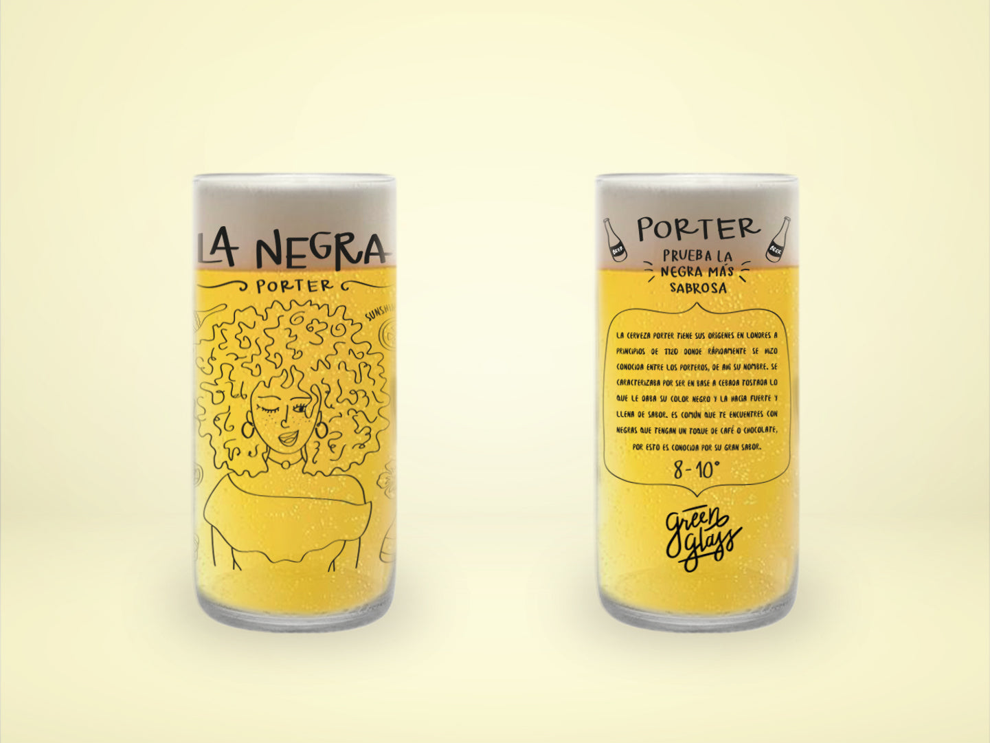 Vaso de cerveza artesanal La Negra poster color transparente 500ml