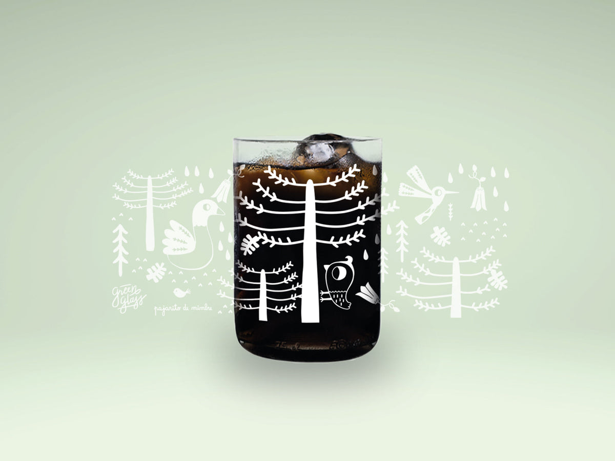 ARAUCANÍA - Flora y Fauna Vasos Green Glass Pajarito de Mimbre