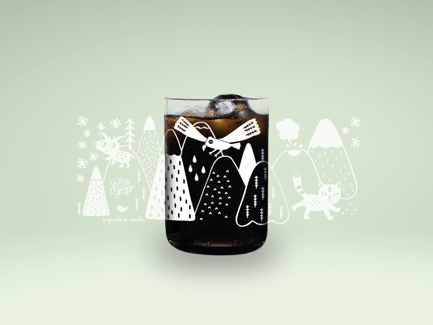 CORDILLERA - Flora y Fauna Vasos Green Glass Pajarito de Mimbre