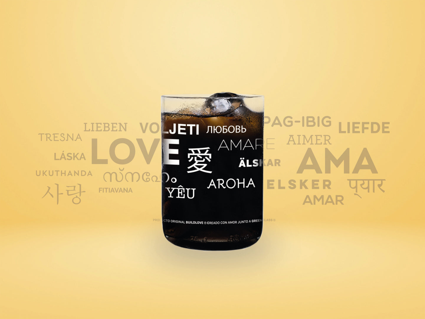 LOVE - Happy glass vasos Green Glass