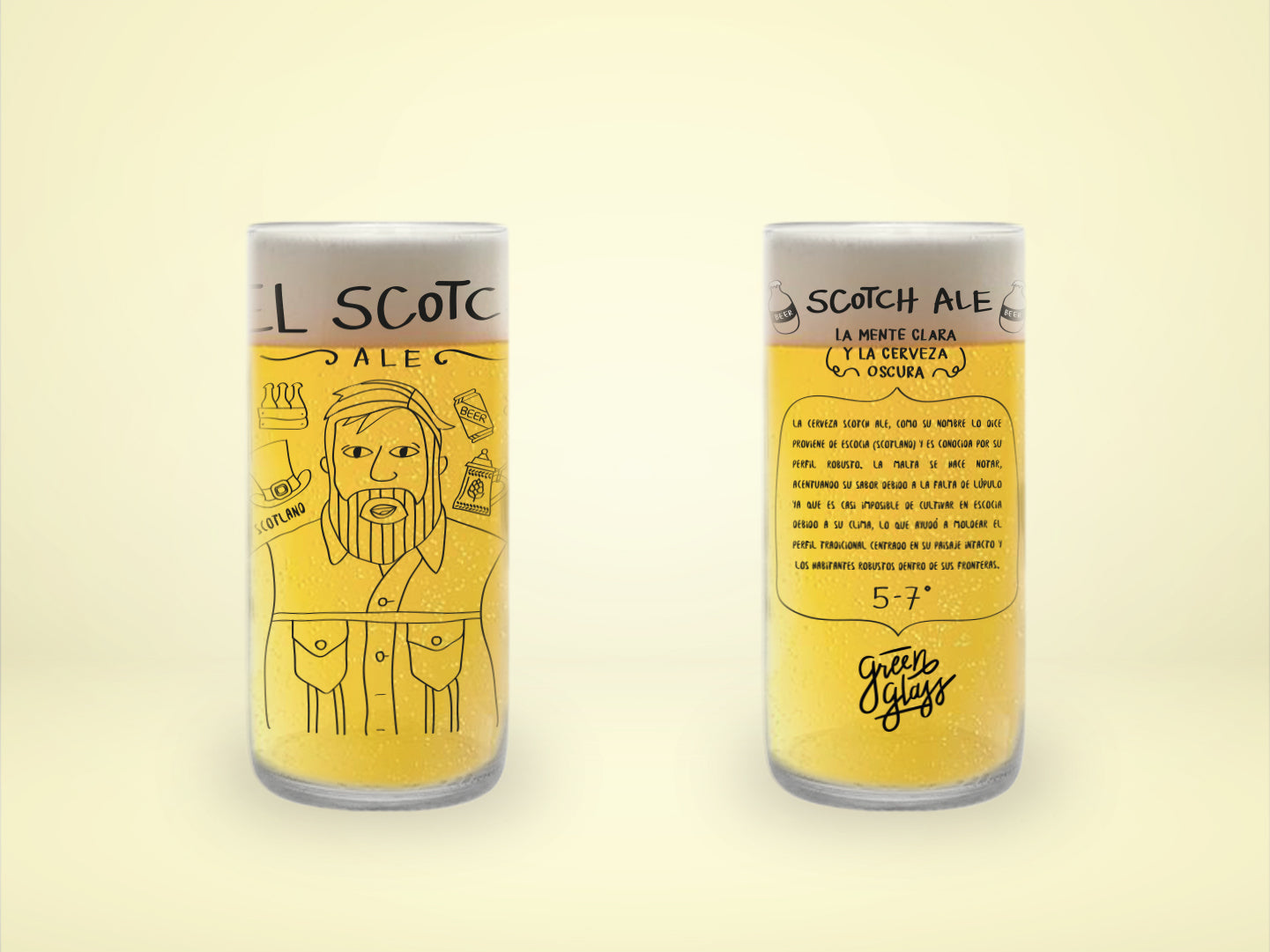 Cheleros Hipsters  - Juego de 6 Vasos - 500 ml