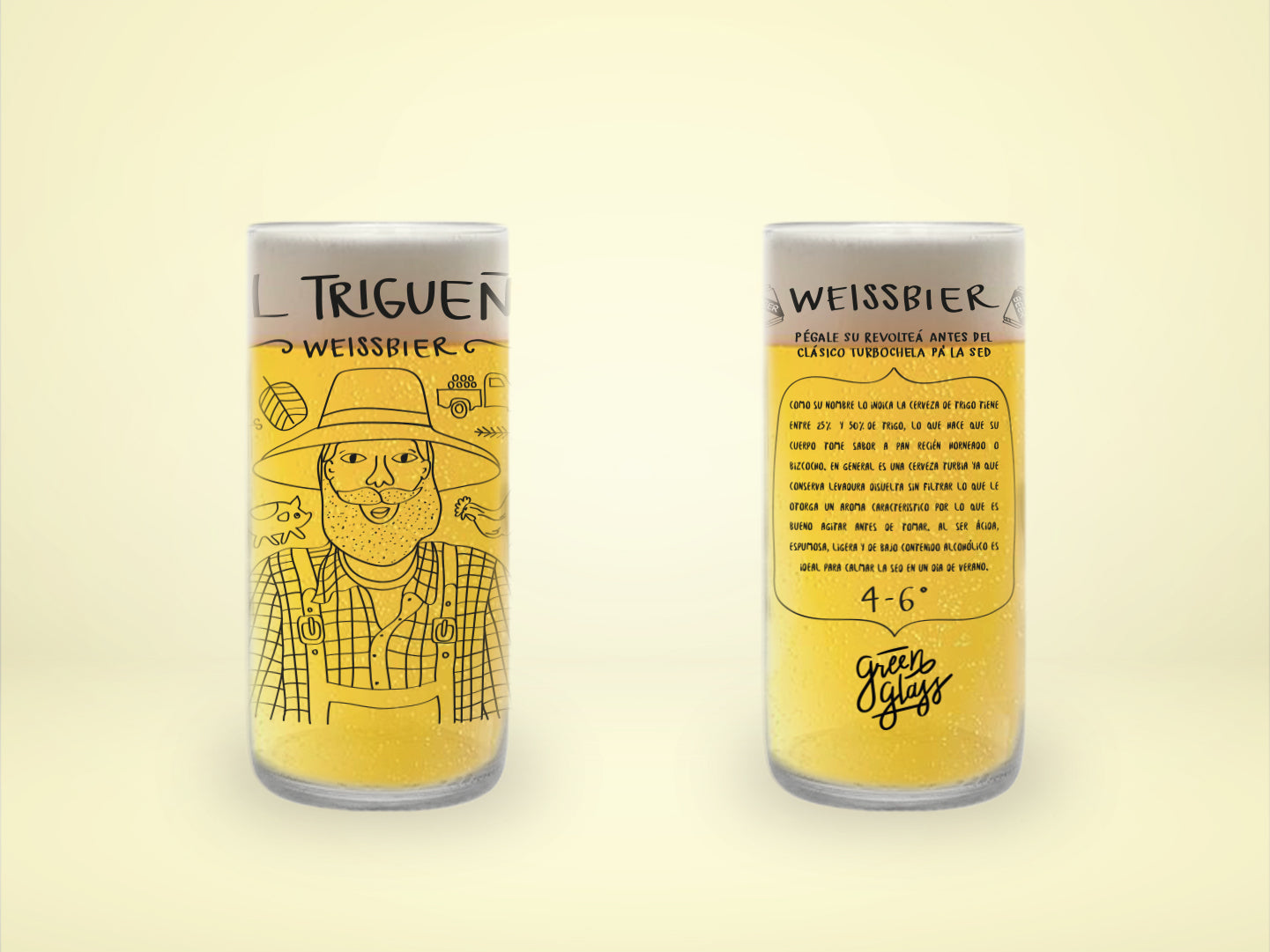 Cheleros Hipsters  - Juego de 6 Vasos - 500 ml