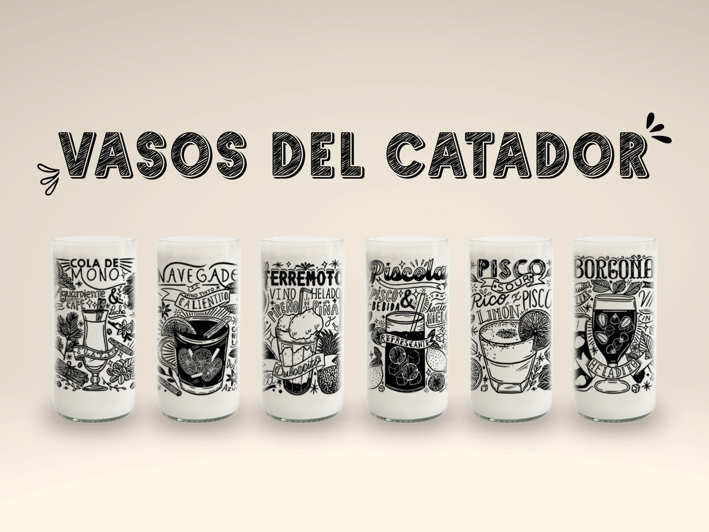 Vasos del Catador 6 Vasos de Tragos Típicos Chilenos - 500 ml