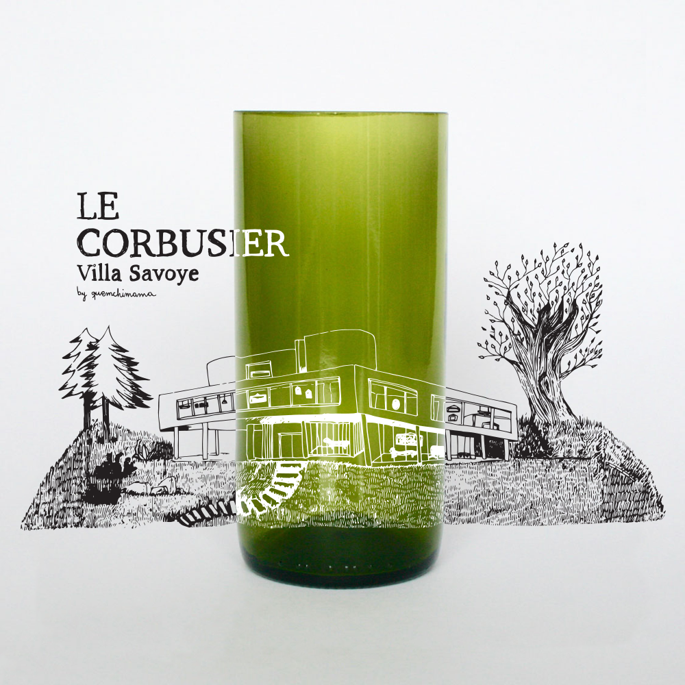 Vaso Le Corbusier y Villa Savoye Marca Green Glass