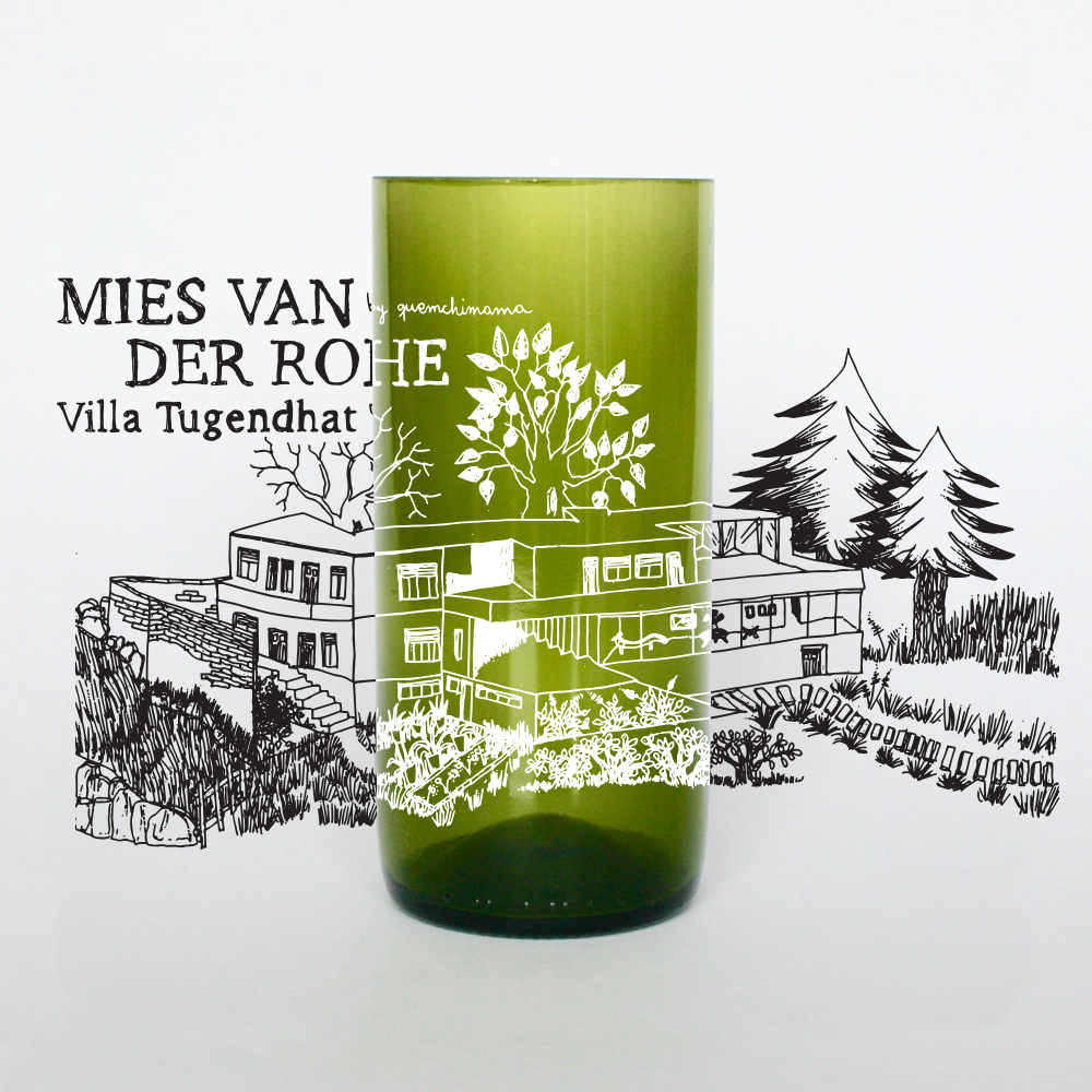 Vaso de Mies Van Der Rohe y Villa Tugendhat Marca Green Glass
