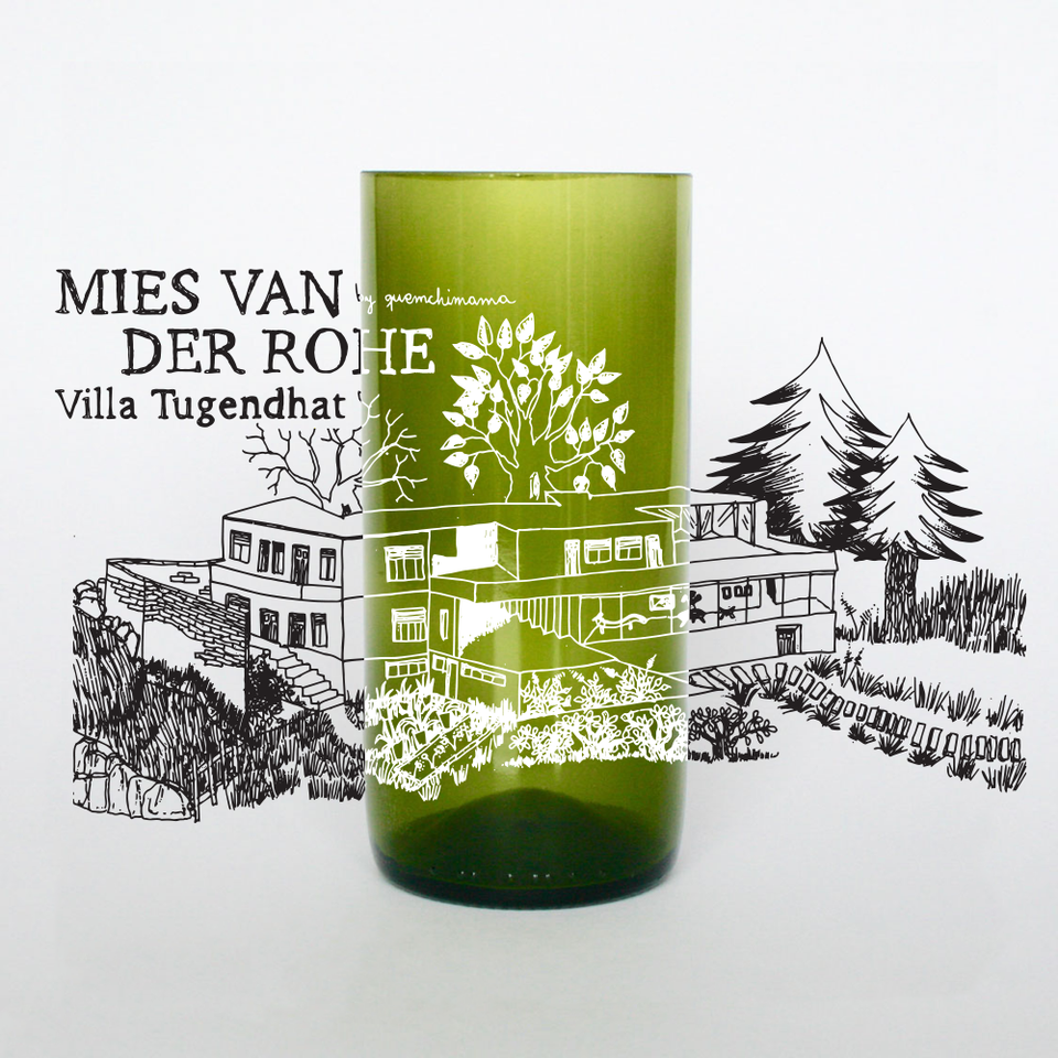 Vaso de Mies Van Der Rohe y Villa Tugendhat Marca Green Glass